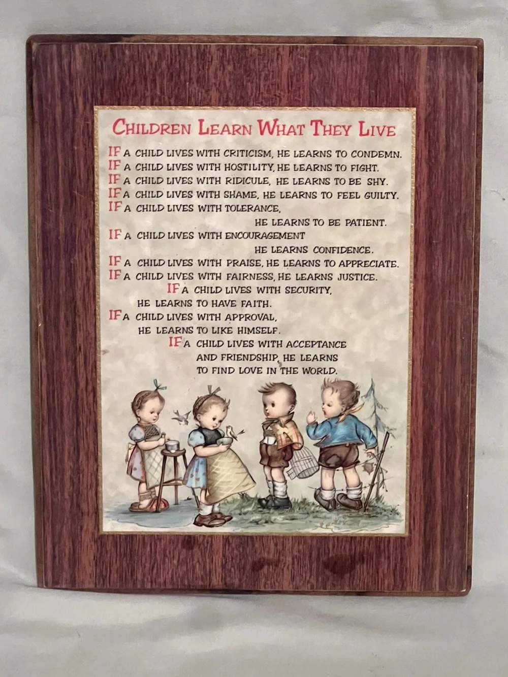 Children Learn What They Live Wall Plaque